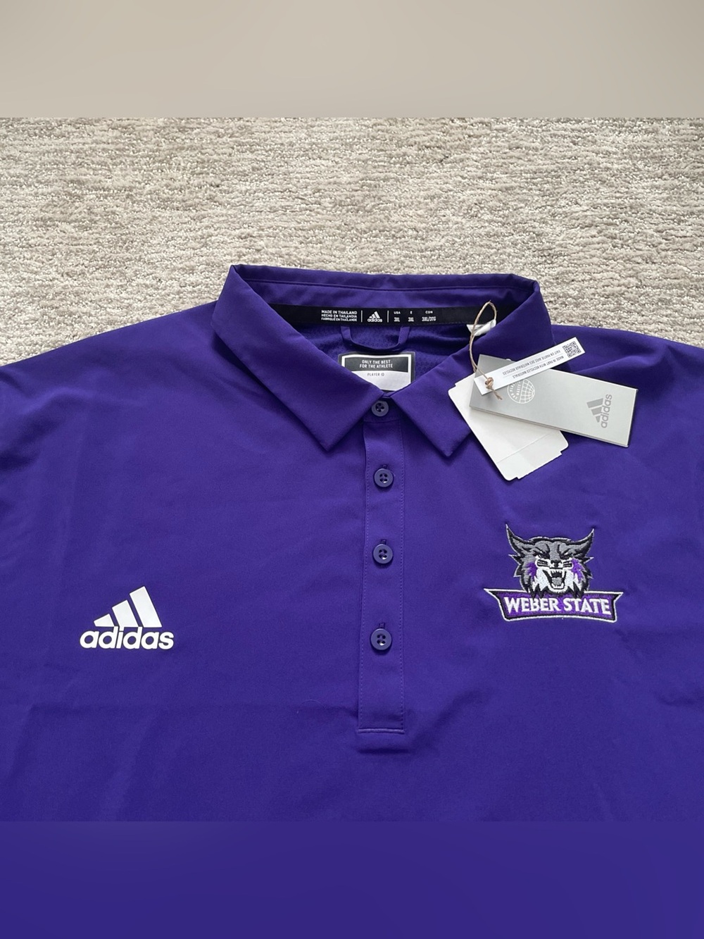 Adidas Weber State Wildcats Stadium Coaches Polo Shirt Purple Men’s 3XL NWT